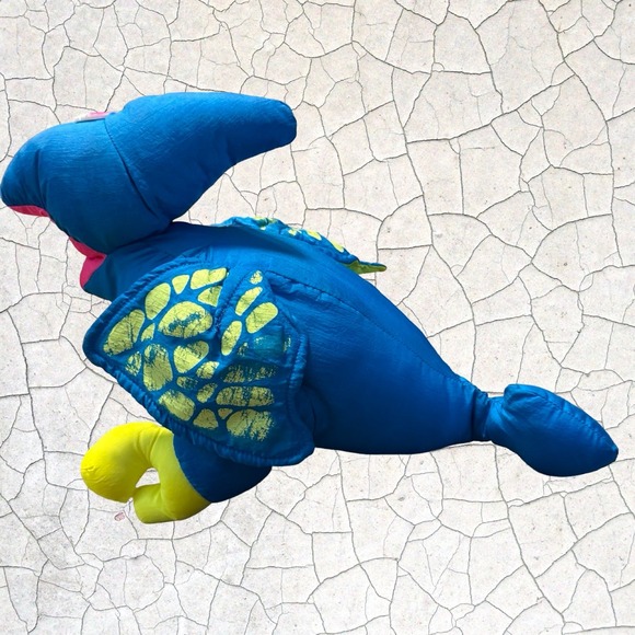 Fisher-Price 1992‎ Puffalump Turtle Plush Blue Yellow Sea Turtle w/ Squeaker - Picture 4 of 9